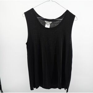 Stonebridge Black Sleeveless Scoop Neck Tank Top Side Slit‎ Acetate Blend Medium